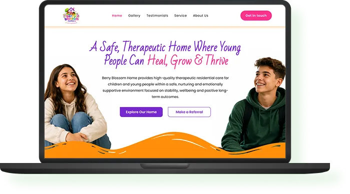 Berry Blossom Home – Safe & Therapeutic Digital for Child Care Services Showcase Mockup